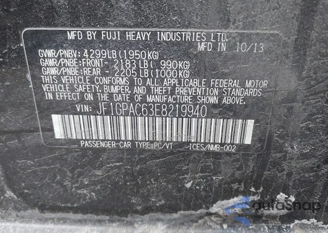 2014 Subaru Impreza 2.0I Premium из США, поврежденный, VIN JF1GPAC63E8219940